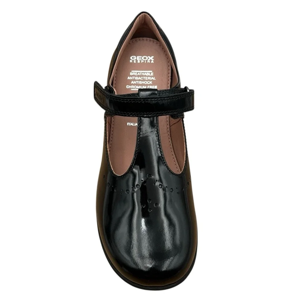 Geox Youth Big Girls Naimara T-strap‎ Dress School Shoes Size 3 Solid Black